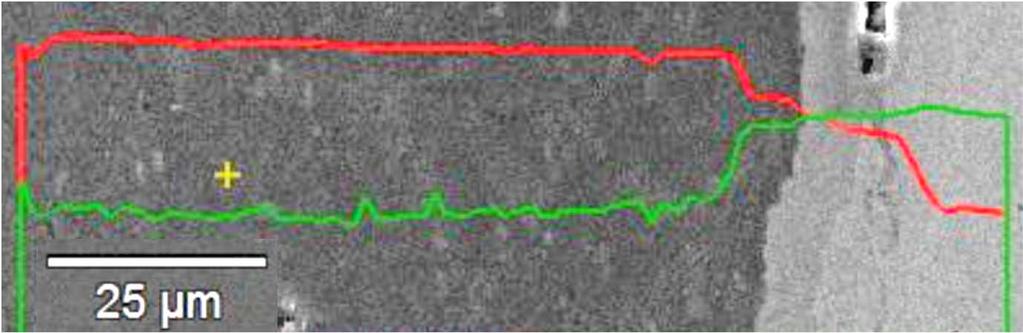 Untersuchung der Diffusionszone Linescan mittels EDX Probe 1_M1: Diffusionsglühung bei hoher Temperatur und