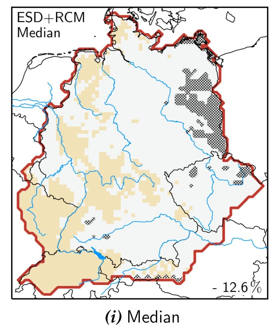 Räumlicher Trend Niederschlag, Sommer (2071-2100), RCP8.