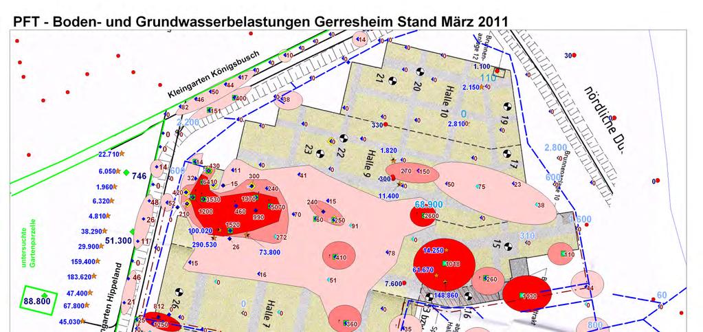 PFT Boden- und Grundwasserverunreinigung Gerresheim