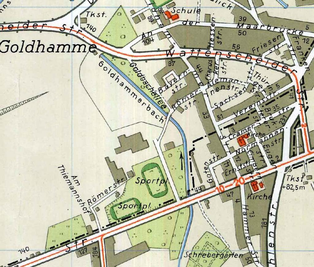 Max Michaelis Bochumer Stadtplanausschnitt von Goldhamme