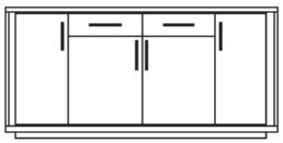 Sideboards BIANCO N 5025 Sideboard 4 Türen (Holz) 1 durchgehender Holzeinlegeboden (Mitte) 4 Holzeinlegeböden 2 Schubladen Breite Höhe Tiefe Metallgriff N 5025MN 4 N 5025MN 16 1674,00 185,5 97,0 42,0
