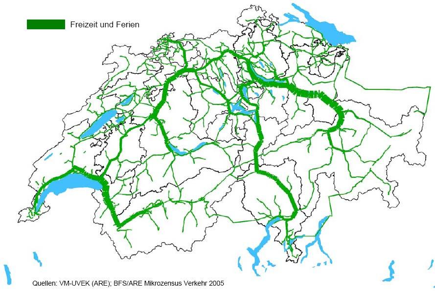 Abbildung 7: Abgeleitete Strassenverkehrsströme zwischen Hauptwohn-