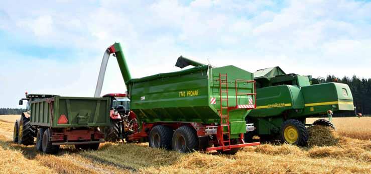 ANHäNGER ANHäNGER Überladewagen PRONAR T740 und PRONAR T743 Garantieren schnelles und effizientes Umladen Die moderne Landwirtschaft, die Getreide, darunter Mais produziert, verlangt die Ausrüstung
