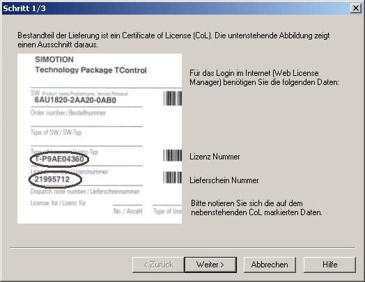 Lizenzschlüssel UmitU SCOUT auf das Gerät übertragen Nach dem Start des Lizenzierungsassistenten erfolgt zunächst eine Information bezüglich der Lizenzdaten auf dem Certificate of License (CoL).