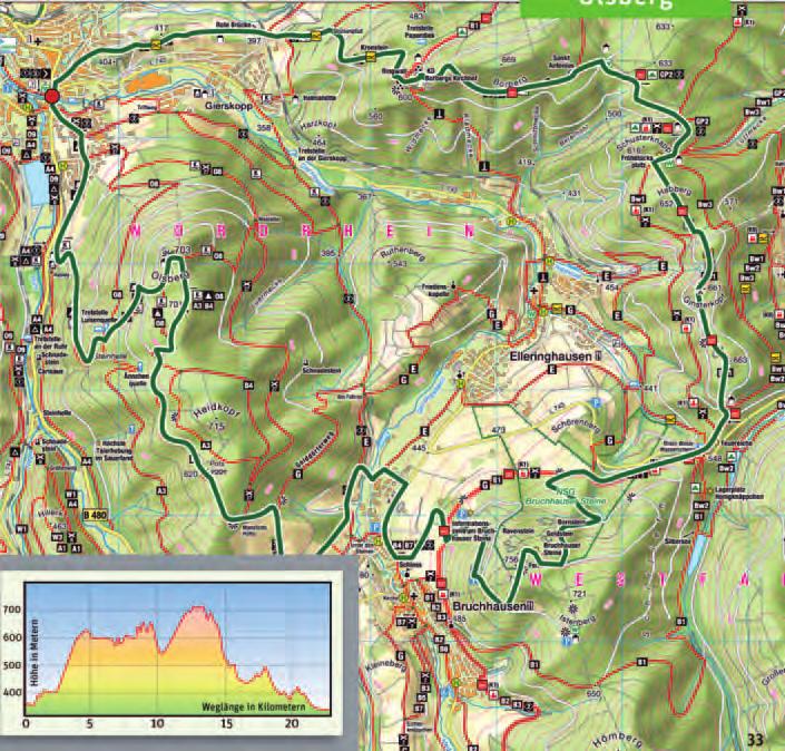Tour 1: Panoramarundweg: Ginsterkopftour Olsberg Mit besonderen Ausblicken führt diese Tour über die schönste Teilstrecke des Rothaarsteigs.
