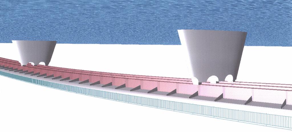 1. Entwurfsvariante Balkenbrücke Bild 3: 3 D Animation - Variante 1 Entworfen von Herrn Koller Thomas Stahlbrücke mit 3 gevouteten Trägern orthotrope Fahrbahnplatte ähnliches Brückensystem wie