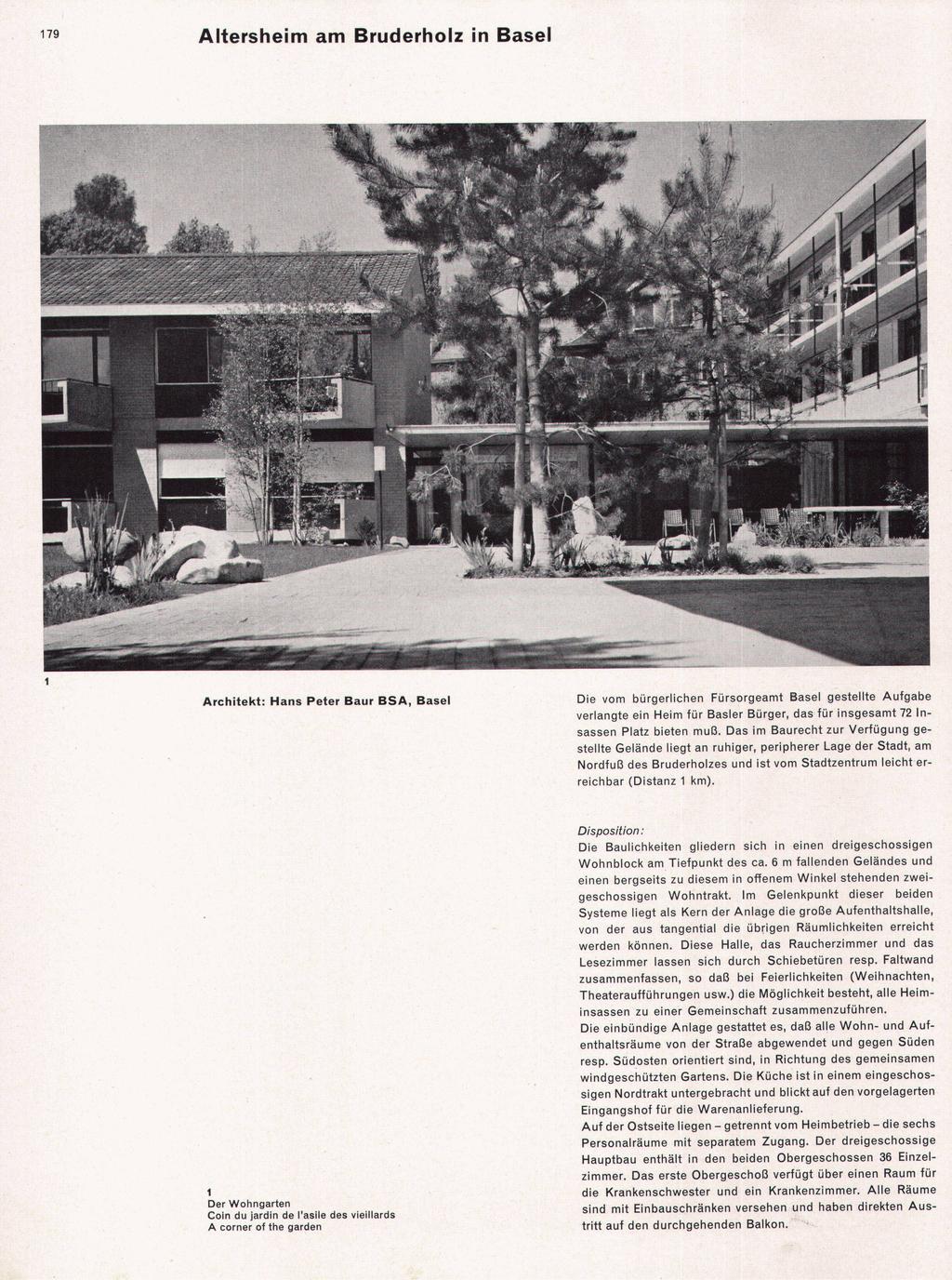 79 Altershe a Bruderholz n Basel / * & -a«9 \ -''-:..'.'. ". $ * ü.r*. «* ^ & 5W #w V* Archtekt: Hans Peter Baur BSA, Basel».
