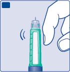 Klopfen Sie ein paar Mal mit dem Finger gegen den oberen Teil des Pens, um eventuell vorhandene Luftblasen nach oben steigen zu lassen. G H.