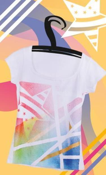 3. Ferienwoche Montag, 09.07.2018: T-Shirt besprühen Ihr könnt, eure mitgebrachten T-Shirt mit Klebeband, Schablonen und Sprühfarbe nach eigenen Wünschen gestalten.