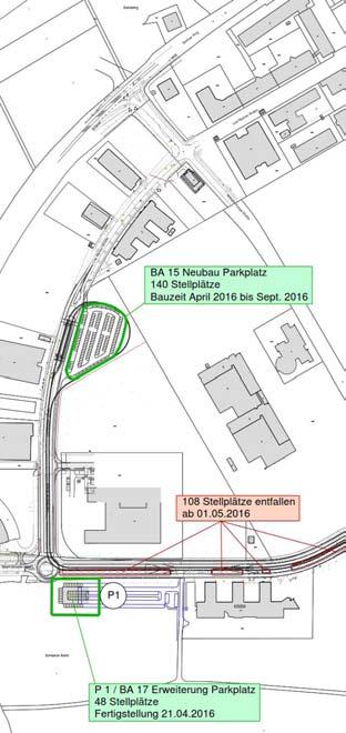 2. Bauhauptmaßnahmen 2016: Ersatzparkplätze Neubau Parkplatz
