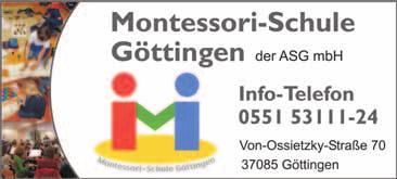 Städtische Förderschulen Martin-Luther-King-Schule 400-5100 Förderschule mit dem Schwerpunkt Lernen 37083, Schulweg 18 Martina Kolbe-Schwettmann Fax: 400-5111 E-Mail: mlk@goettingen.