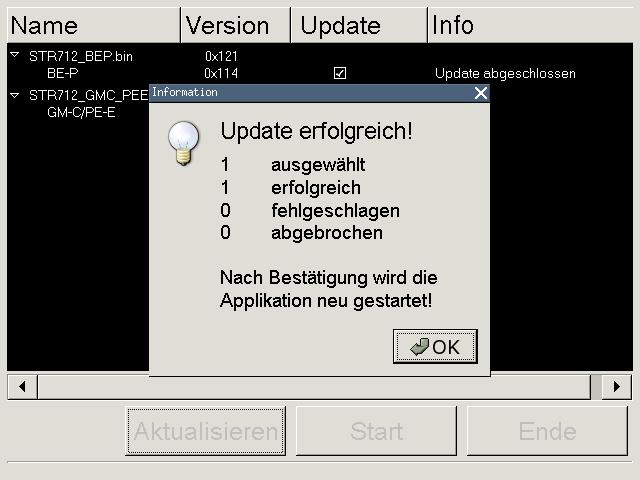 erlischt. Somit ist sichergestellt dass die Regelung stromlos ist. Nach dem Einschalten, wird das Update in der Kesselregelung konfiguriert.