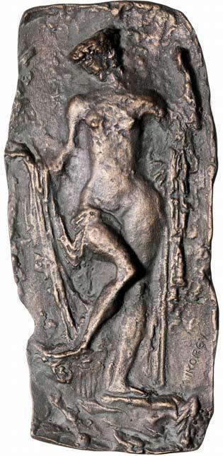 Mikorey, Franz 2645 2646 2645 Einseitige Bronzegussplakette o.j. Weiblicher Akt. 180 x 85 mm.