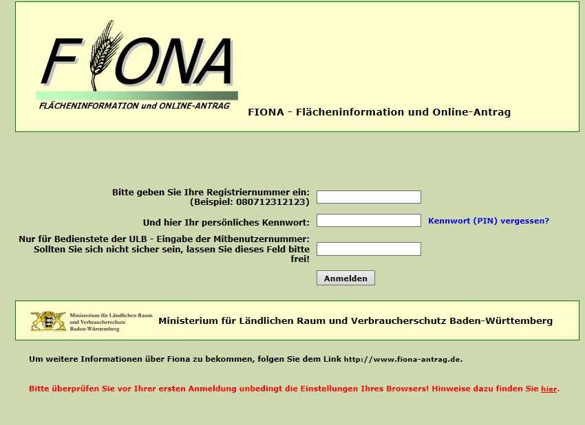 Anmelden mit Betriebsnummer und PIN www.fiona-antrag.de PIN rechtzeitig auf Gültigkeit prüfen Falls alte PIN abgelaufen, diese selbst erneuern unter www.