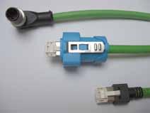 Y-Con + M8 / M12 Industrial Ethernet connected to sensors, actuators and encoders by Y-Con RJ45 - M8/M12 converter cables.