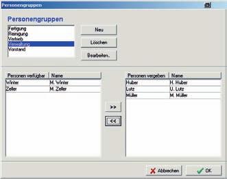 Den Personengruppen lassen sich Zeitmodelle und Berechtigungen für die einzelnen