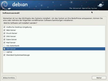 Debian - Paket-Auswahl Dass Debian kein