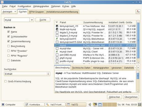 Bildschirm von SUSE Linux Enterprise Server.