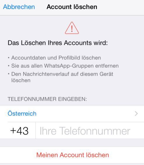 eingeben (+43 ) Tippe auf Meinen Account löschen Android 1 2