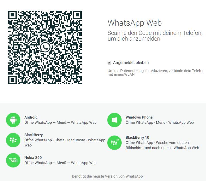 Am Smartphone: Menü WhatsApp