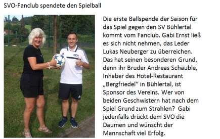 Aktion Ballspende 2017/2018 Bei jedem Heimspiel des SV Oberharmersbach haben Sie die Gelegenheit einen Spielball zu stiften.