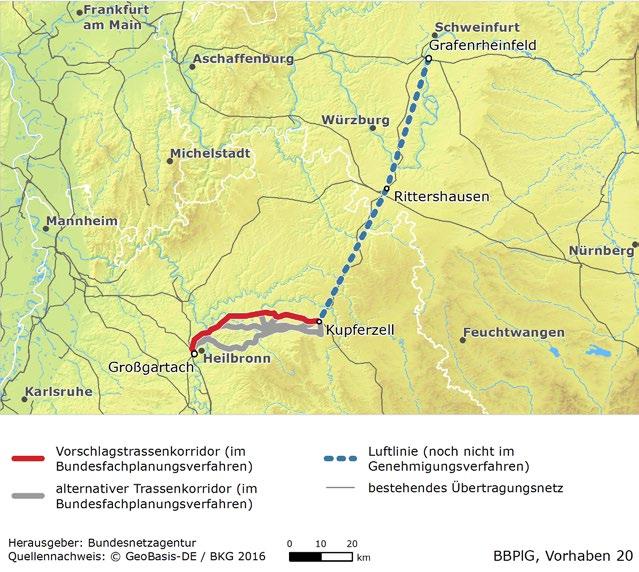 50 BUNDESNETZAGENTUR BBPLG-MONITORING Vorhaben 20 Grafenrheinfeld Kupferzell Großgartach Das Vorhaben 20 besteht aus den beiden Einzelmaßnahmen Grafenrheinfeld Kupferzell und Großgartach Kupferzell.