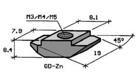 Seite C1 Nutensteine Nutenstein mit Steg einschwenkbar, für Profil Nut 8 mm, Stahl verzinkt, Arretierung in der Nut durch federnd gelagerte Druckkugel.