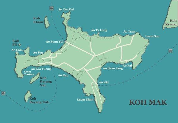 Koh Mak 16km 2 ruhige Insel mit weissen Stränden & klarem Wasser