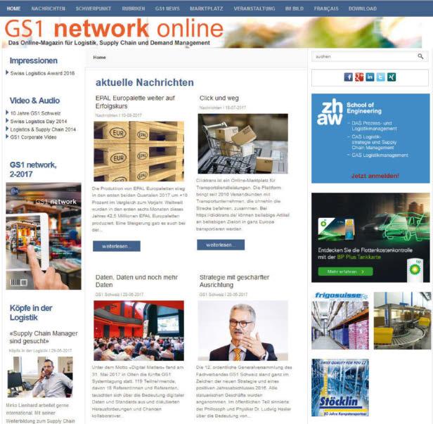 gs1network.ch Das Newsportal für Logistik, Supply Chain und Demand Management Gut zu wissen Platzierung Auf allen Seiten Datenformat JPG, GIF, PNG oder Flash (.