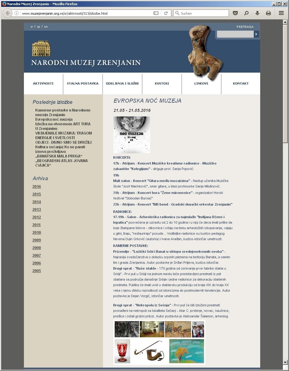 Abb. 2016-1/44-10 Nationalmuseum Zrenjanin, Serbien 2016-05 www.muzejzrenjanin.org.rs/sr/aktivnosti/313/izlozbe.