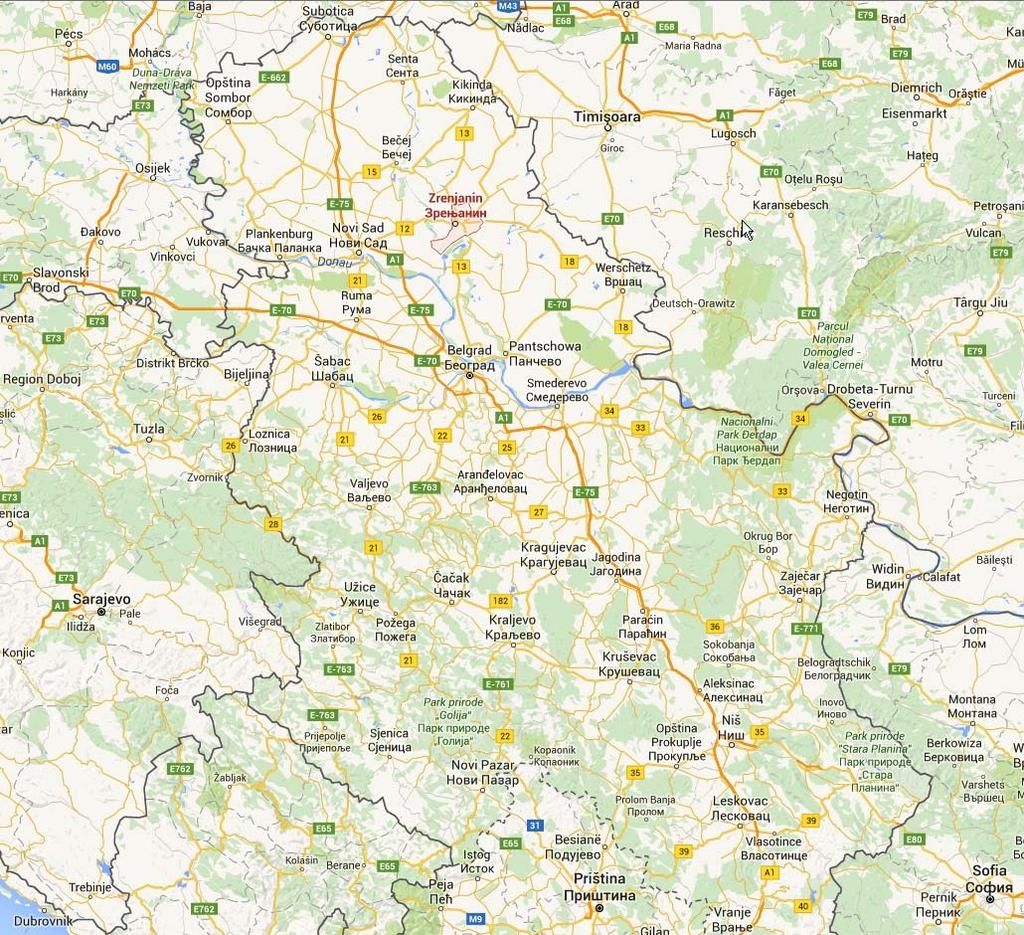 Abb. 2016-1/44-07 Karte Serbien, Kikinda, Zrenjanin, Alibunar / Werschetz,