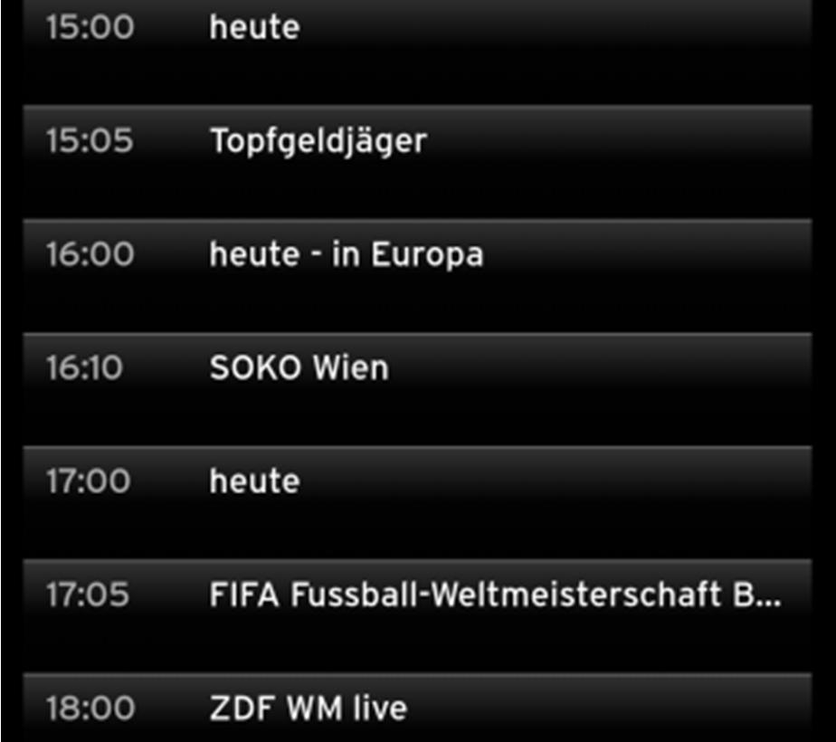 TV-PROGRAMM-Ansicht als LISTE Wenn Sie eine Sendung auf dem
