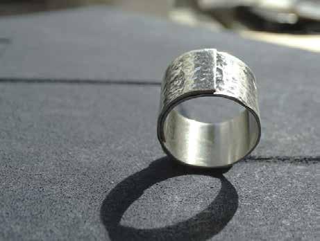 Fingerring Silber 925, gehämmert und poliert, Gr.