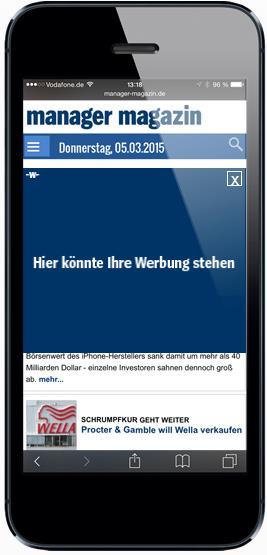 Expandable Content Ad Mehr Platz durch das expandierende Werbemittel Klick