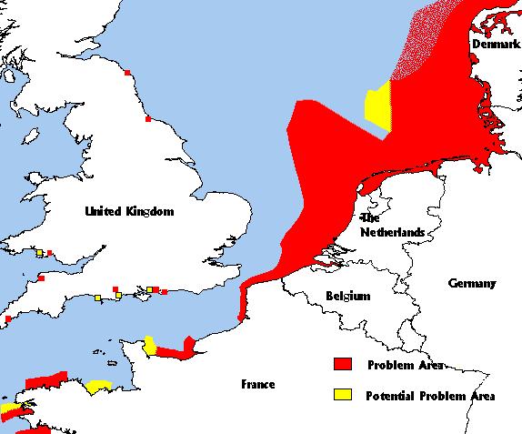 OSPAR classification according to Common Procedure (CP) Map for the southern North Sea classification according to the Common