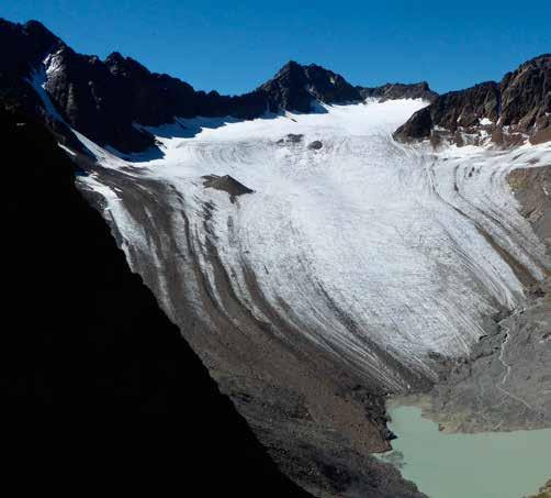 Bergauf Bericht à Der Bachfallen Ferner (Stubaier Alpen) von Norden das am 17. Juli 2017 aufgenommene Foto zeigt beispielhaft die schon früh im Jahr starke Ausaperung der Gletscher. Foto: G. K.
