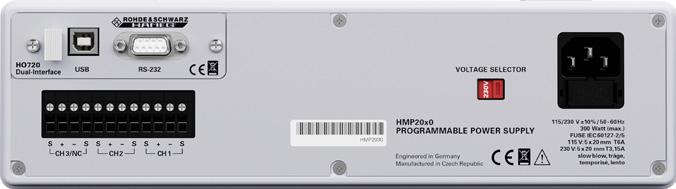 2 Description of the Operating Elements Front panel of the instrument HMP2030 (for the HMP2020, channel 3 is omitted) 1 POWER (key) Power switch to switch the instrument on and off 2 Display (LCD):