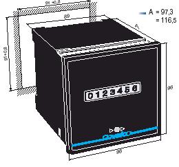 Elektronische Energiezähler für den Schalttafeleinbau A = 97,3mm ohne Klemmenabdeckung 116,5mm mit