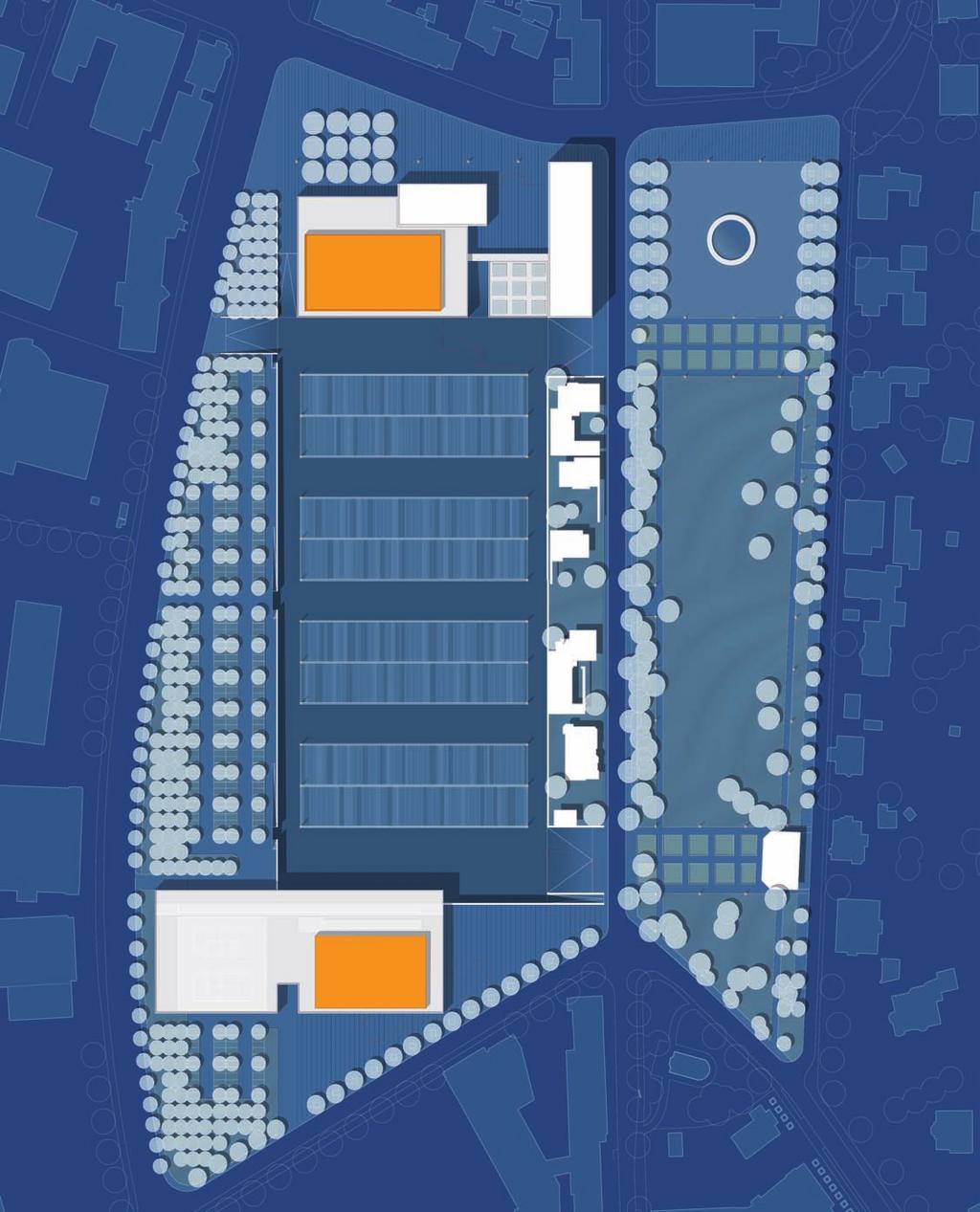 Durch die Positionierung der Sporthalle an der Bamberger Straße ergeben sich folgende funktionale und stadträumliche Konflikte: Masterplan alternativ_sporthalle an Bamberger Straße Schützenstraße 1.