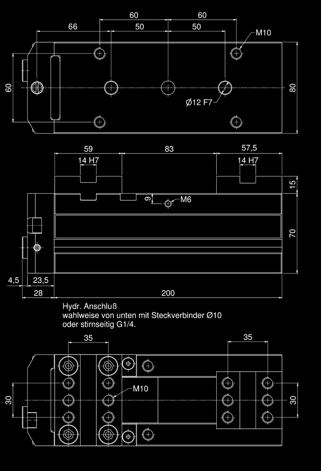 TRIGO SCS 80-200 hydraulisch 1.220 Technische Daten Spannkraft max. 21.000 N bei 300 bar Backenbreiten 25 / 50 / 80 mm (Standard) Spannbereich 5,5 bis 160 mm (Standardbacken) ca.