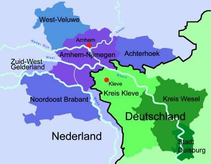 HOLANDSKO NEMECKO EUREGIO RÝN-WAAL a komunity v rámci Euregia, ktoré sa nachádzajú v provinciách Severného Brabantu a severného Limburgu.