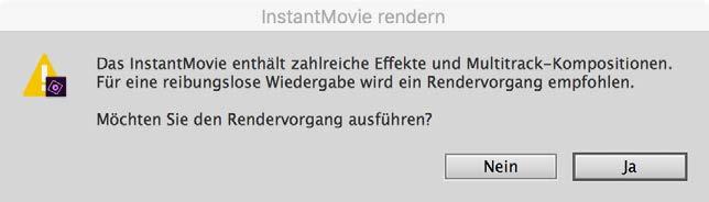 Mit InstantMovie schnell zum fertigen Film Das Programm blendet nachfolgend noch eine Meldung ein.