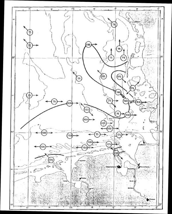 12 / 56 2.2.4 Tideströmungen Rund um Helgoland treten Tideströmungen infolge der halbtäglichen Tidebewegung auf, die eine Rotation in der Nordsee ausführt (vgl. Abbildung 2-3).