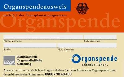 2012: Reform des Transplantationsgesetzes von 1997 Entscheidungsregelung Befragung durch die Krankenkasse
