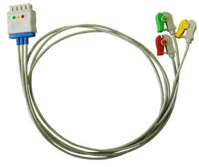 codiert: weiß, rot, grün, gelb, schwarz, wie GE / Datex #545316 Geschirmte Leitungen mit Klammern
