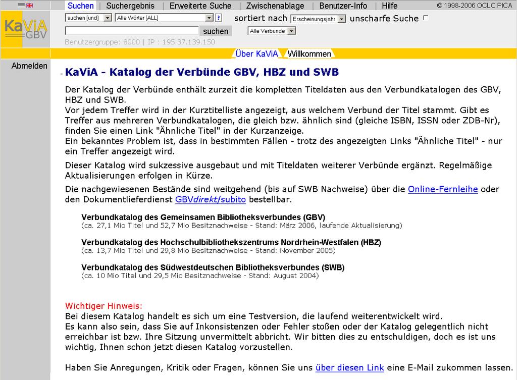 GBV Katalog der Verbünde (KaViA)