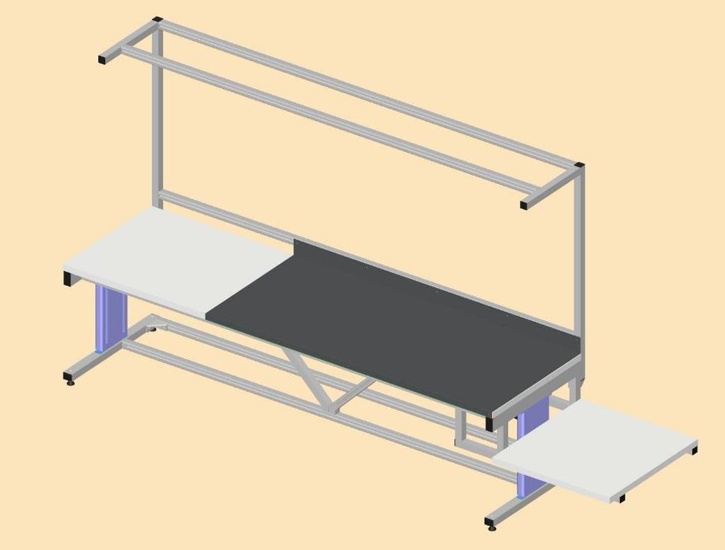 1.4. Tisch 2.780x900 + 500 und seitlicher Ablage, elektr.