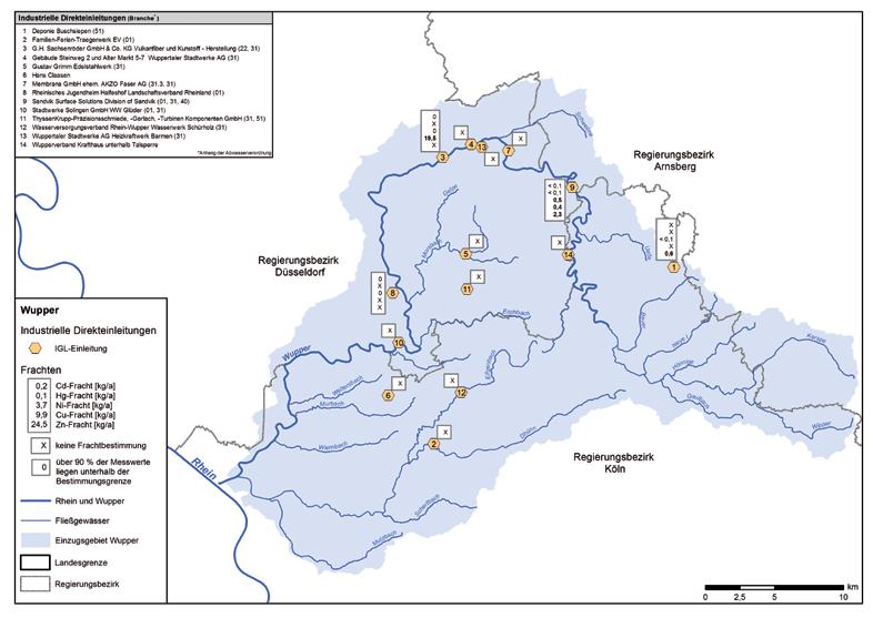 376 Abwasserbelastungen in den Teileinzugsgebieten in Nordrhein-Westfalen Kapitel 12 Karte