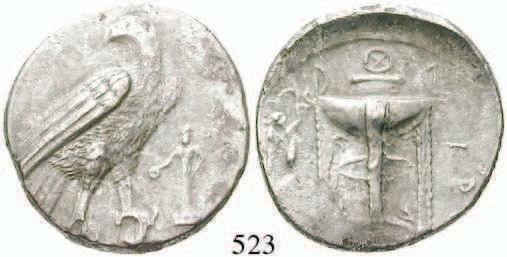 ss 560,- ITALIEN-LUKANIEN, METAPONT 516 Diobol 4.-3. Jh.v.Chr. Kopf des Carneius l. / Kornähre. SNG Cop.1236.