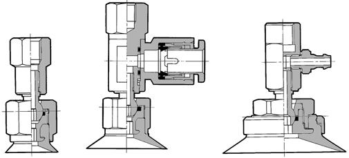 Vakuumanschluss Innengewinde Innengewinde Verwendbare Saugerform Sauger-Material nur lache Ausführung () NBR, Silikonkautschuk, rethankautschuk,